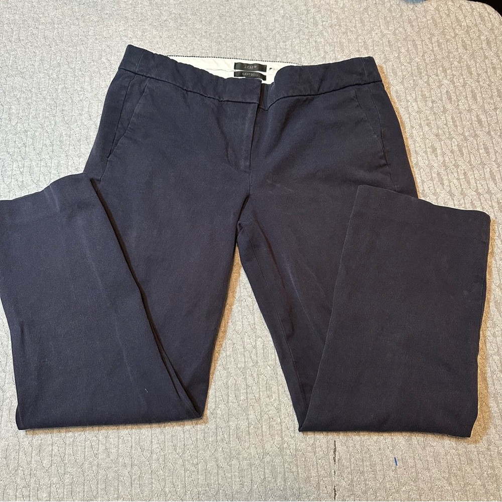 J. Crew Navy Blue Cropped Campbell Stretch Trousers